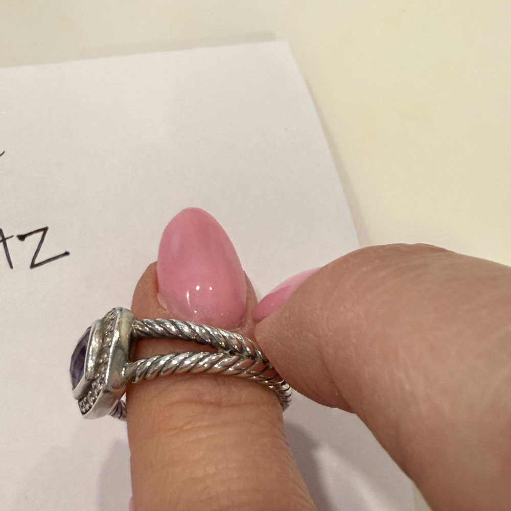 💜 David Yurman Petite Albion Ring Amethyst and Diamonds Size 8 💜 - Picture 4 of 8